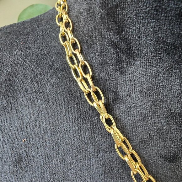 Womens Gold Tone Chain Resin Deco Pendant Necklace Jewelry with Toggle Clasp - Picture 5 of 6